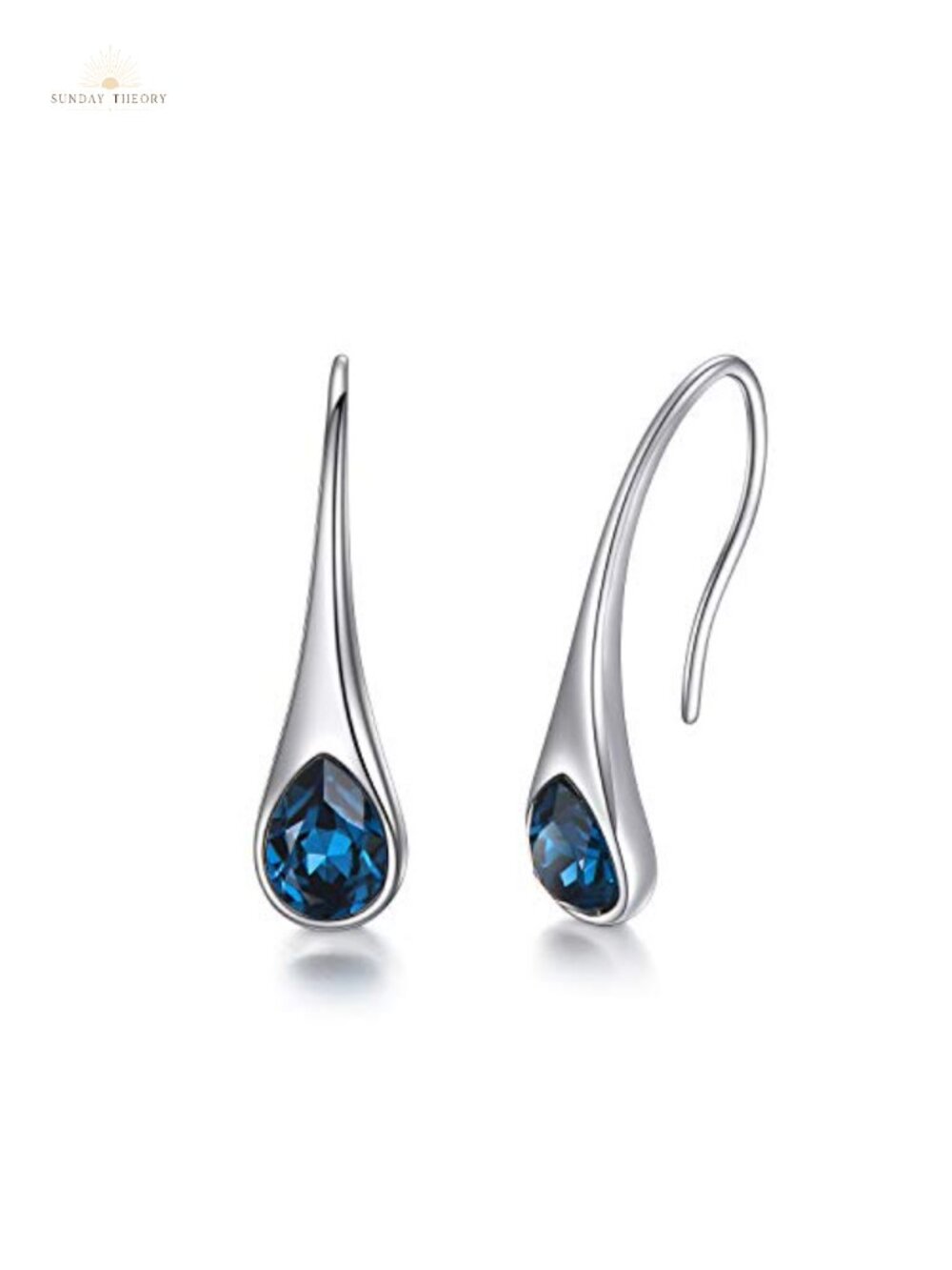 925 Sterling Silver Pear-Shaped Hook Earrings with Austrian Crystals